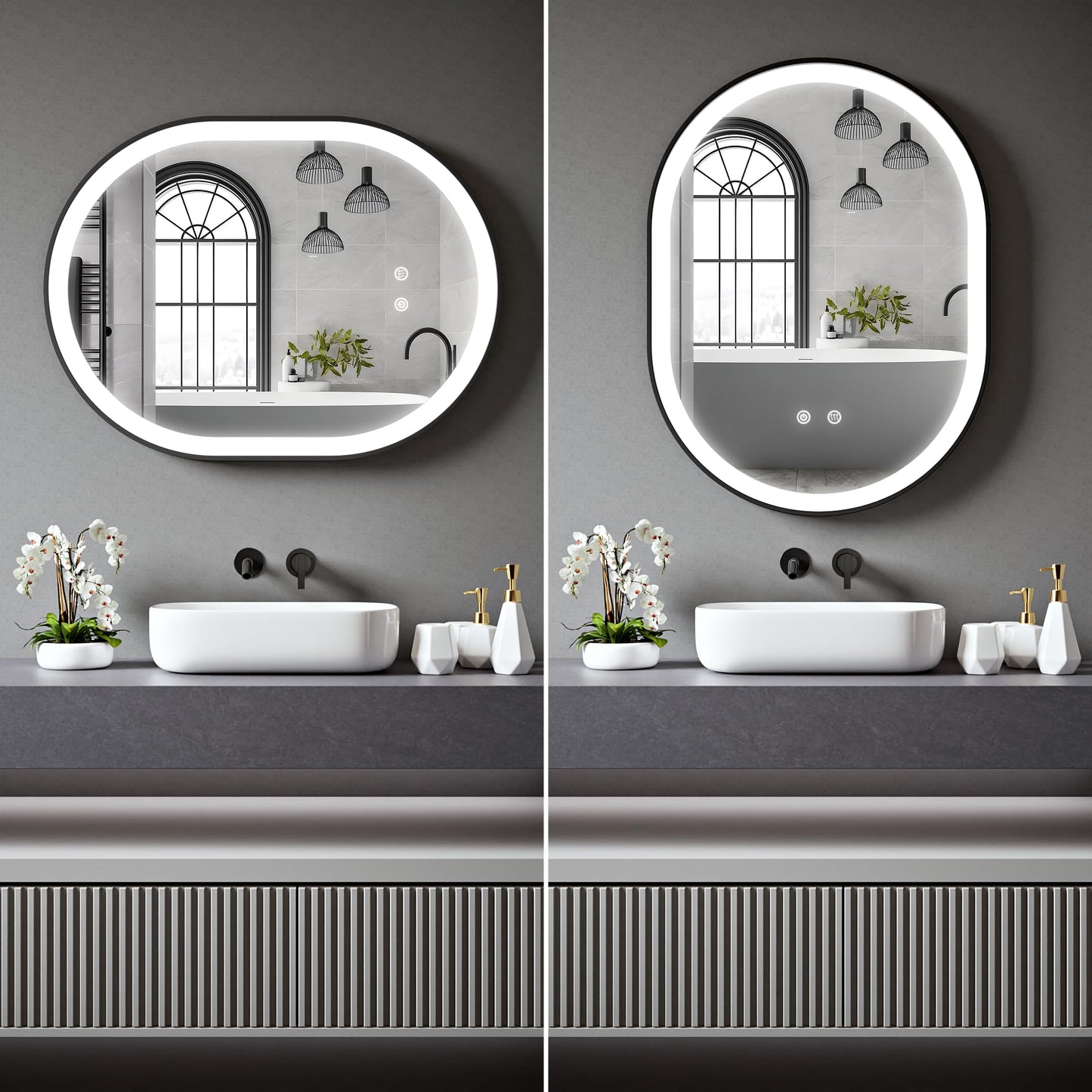 BELOFAY Amais Oval Bathroom LED Mirror with Dimmable Lights, Anti-fog, Shatter-Proof Tempered Glass