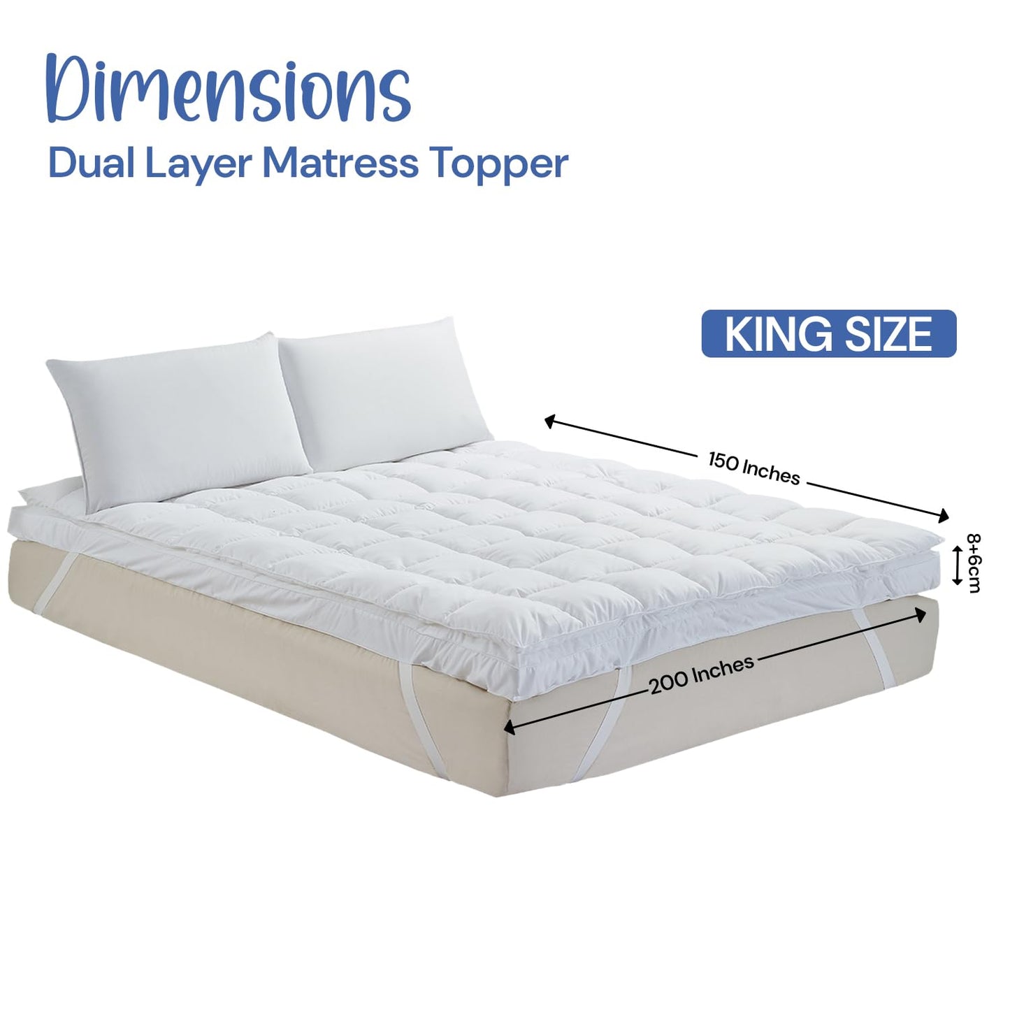 Dual-Layer Single Mattress Topper | 14cm Extra Thick Mattress Topper with 100% Polyester Filling & Breathable Microfiber Top | Elastic Strap Fit | Hypoallergenic, Machine Washable