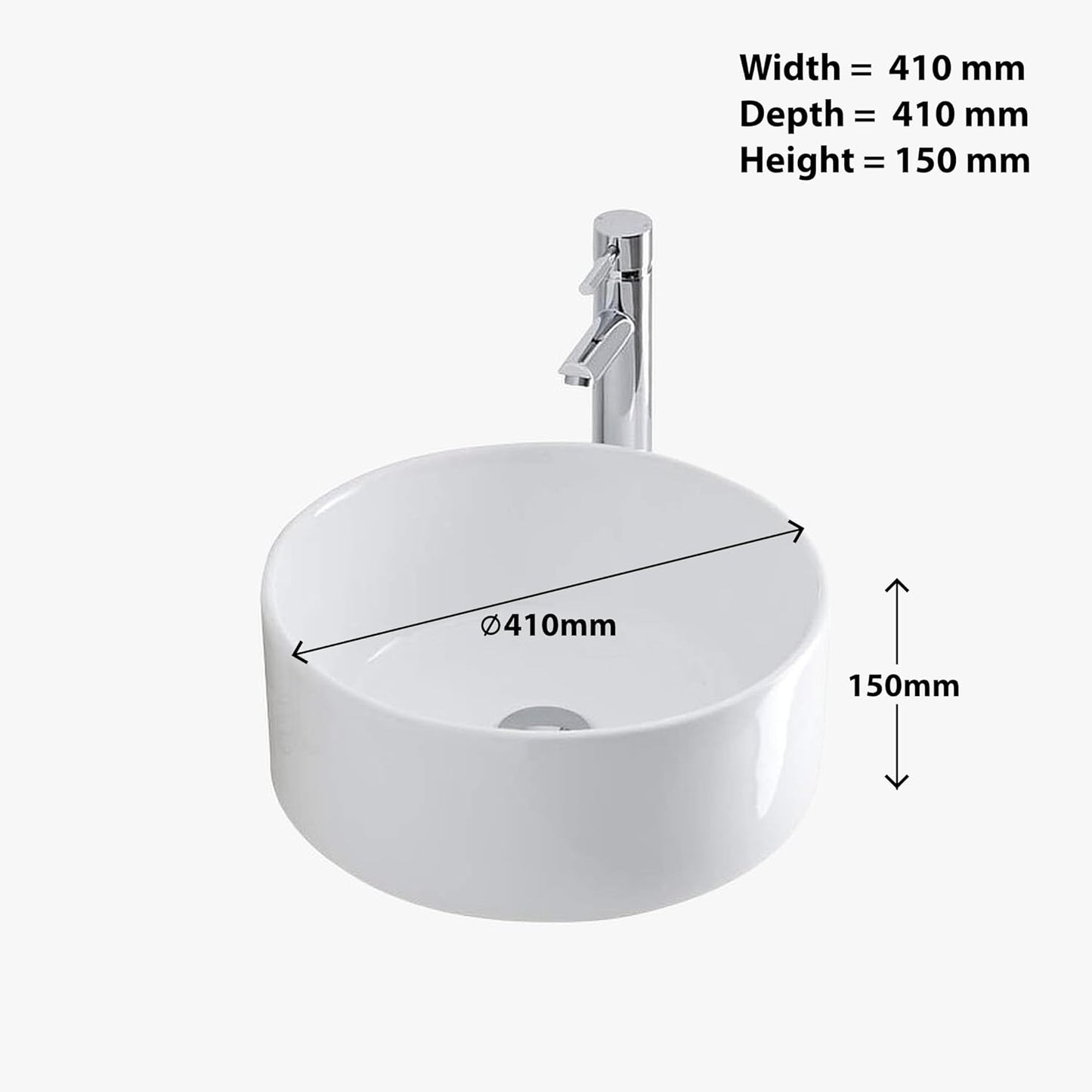 BELOFAY Avara Round Modern White Bathroom Counter Top Sink