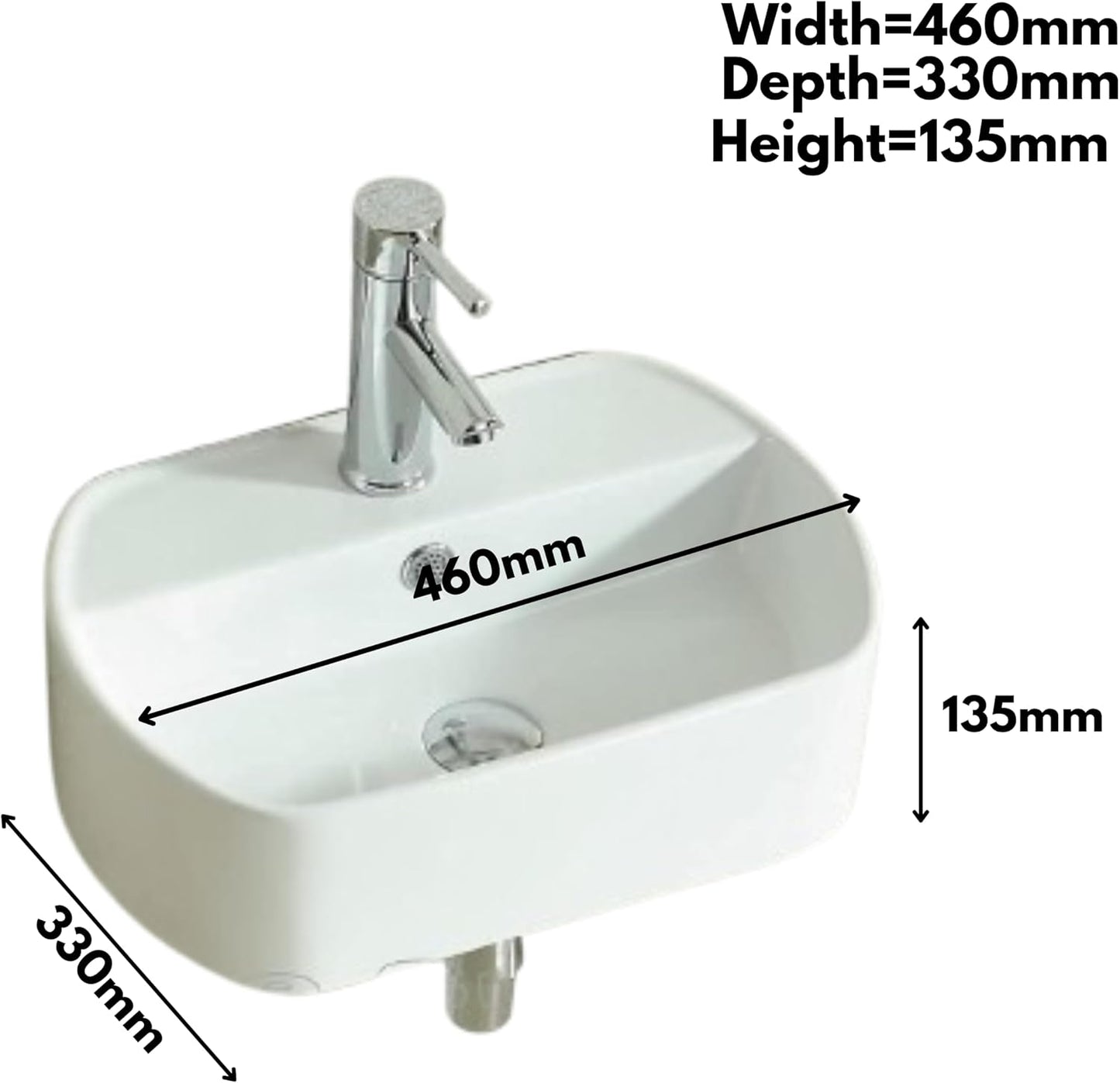 BELOFAY Rectangular Oval Modern White Bathroom Wall-Mounted Sink