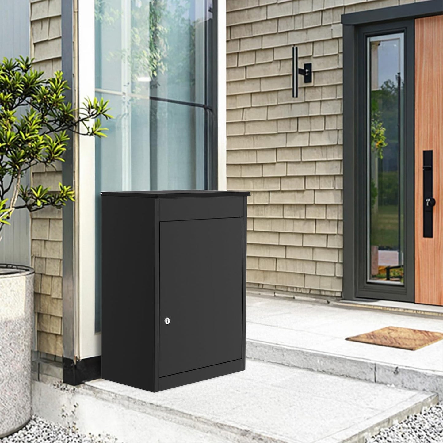 BELOFAY Medium Black Lockable Parcel Box – Wall-Mounted