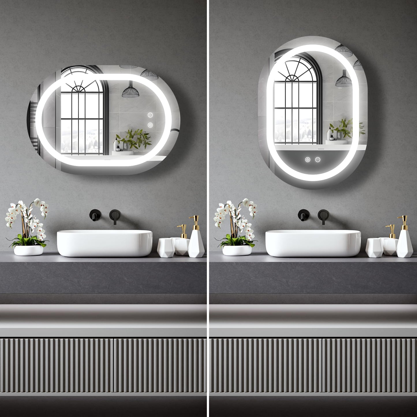 BELOFAY Ava Oval Bathroom LED Mirror with Dimmable Lights, Anti-fog, Shatter-Proof Tempered Glass