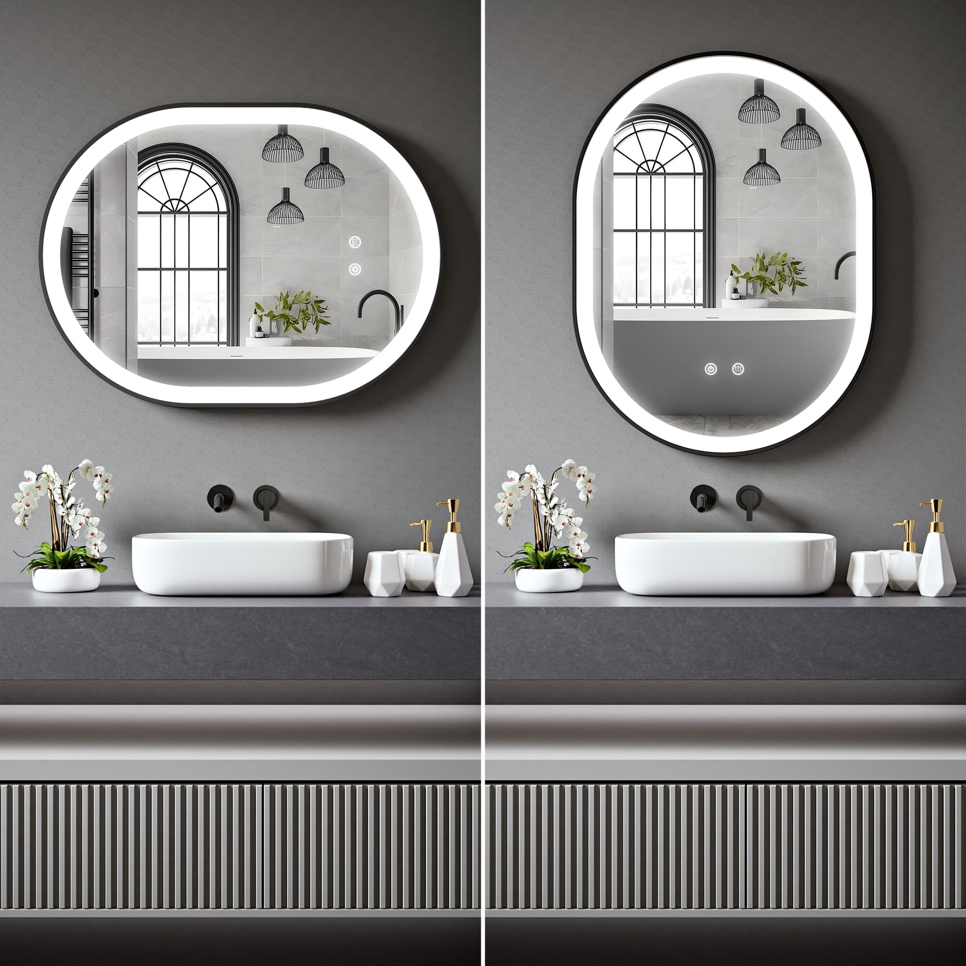 BELOFAY Amais Oval Bathroom LED Mirror with Dimmable Lights, Anti-fog, Shatter-Proof Tempered Glass