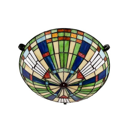 BELOFAY Semi Flush Tiffany Ceiling Light Stained Glass Art Deco Handmade Uplighter Shade Ceiling Lights for Living Room, Bedroom, Dining Room and Kitchen