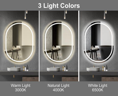 BELOFAY Ava Oval Bathroom LED Mirror with Dimmable Lights, Anti-fog, Shatter-Proof Tempered Glass