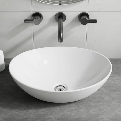 BELOFAY Tirra Oval Modern White Bathroom Counter Top Sink