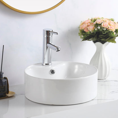BELOFAY Zyma Round Modern White Bathroom Counter Top Sink