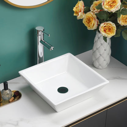 BELOFAY Truvay Square Modern White Bathroom Counter Top Sink