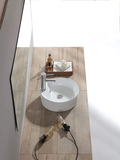 BELOFAY Zyma Round Modern White Bathroom Counter Top Sink