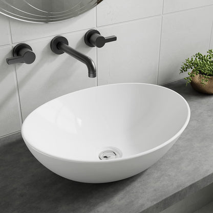 BELOFAY Tirra Oval Modern White Bathroom Counter Top Sink