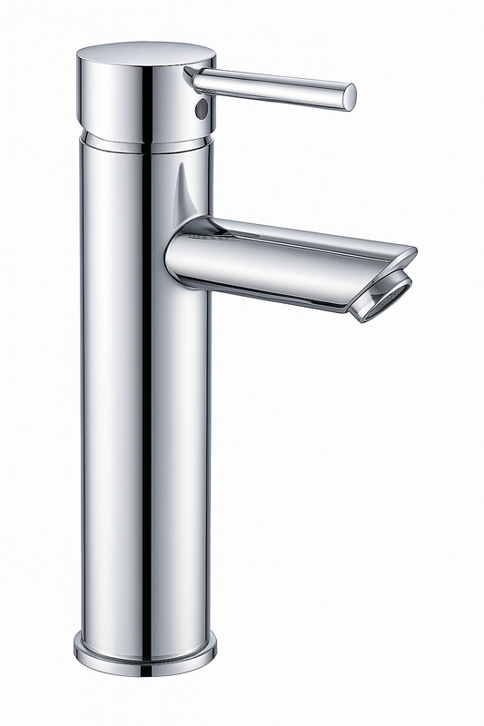 BELOFAY Waterfall Spout Faucet with Chrome Polish, Short Bathroom Tap Mixer with UK Standard Hoses