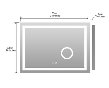 BELOFAY Maxon Rectangle Bathroom LED Mirror with Magnifier and Dimmable Lights, Anti-fog, Shatter-Proof Tempered Glass