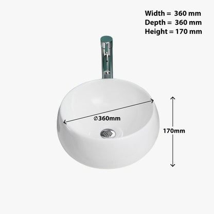 BELOFAY Virelli Round Modern White Bathroom Counter Top Sink