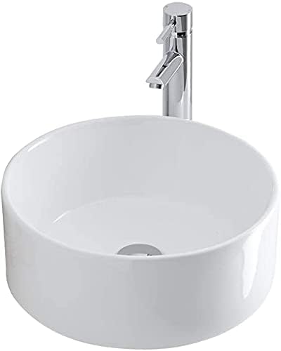 BELOFAY Avara Round Modern White Bathroom Counter Top Sink
