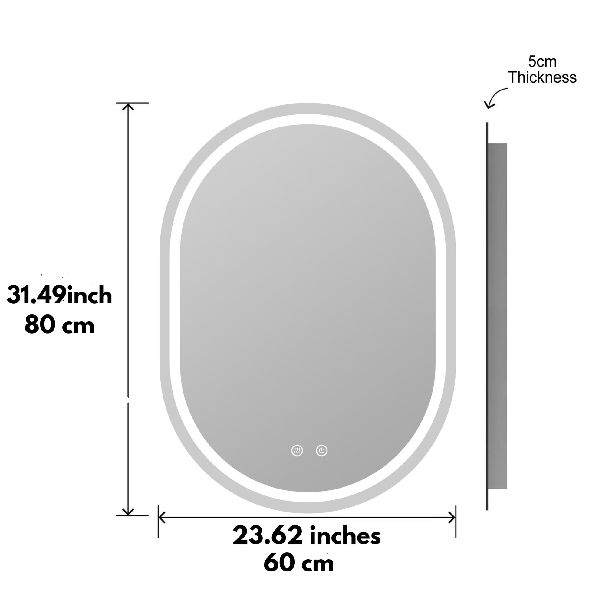 BELOFAY Amais Oval Bathroom LED Mirror with Dimmable Lights, Anti-fog, Shatter-Proof Tempered Glass