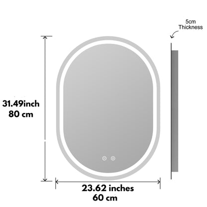 BELOFAY Amais Oval Bathroom LED Mirror with Dimmable Lights, Anti-fog, Shatter-Proof Tempered Glass