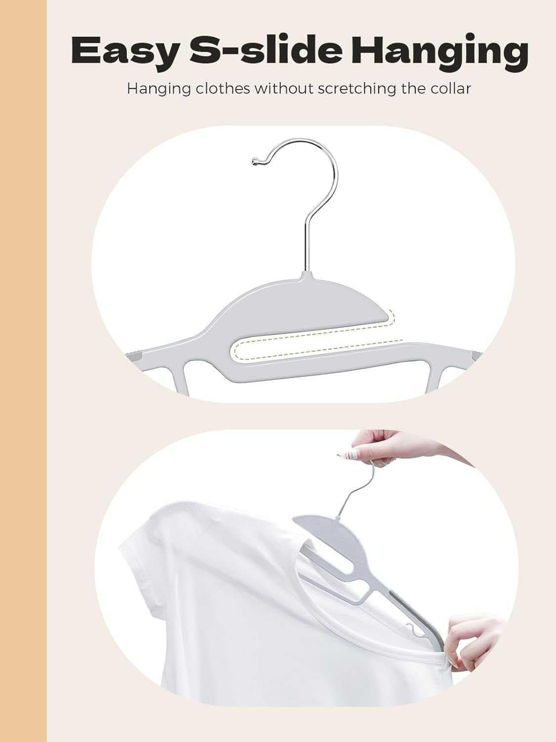 Belofay Non-Slip Heavy Duty White Plastic Coat Hangers, Adult Size, Easy Slide Design, Flexible, Durable, Non-Slip Rubber Pads