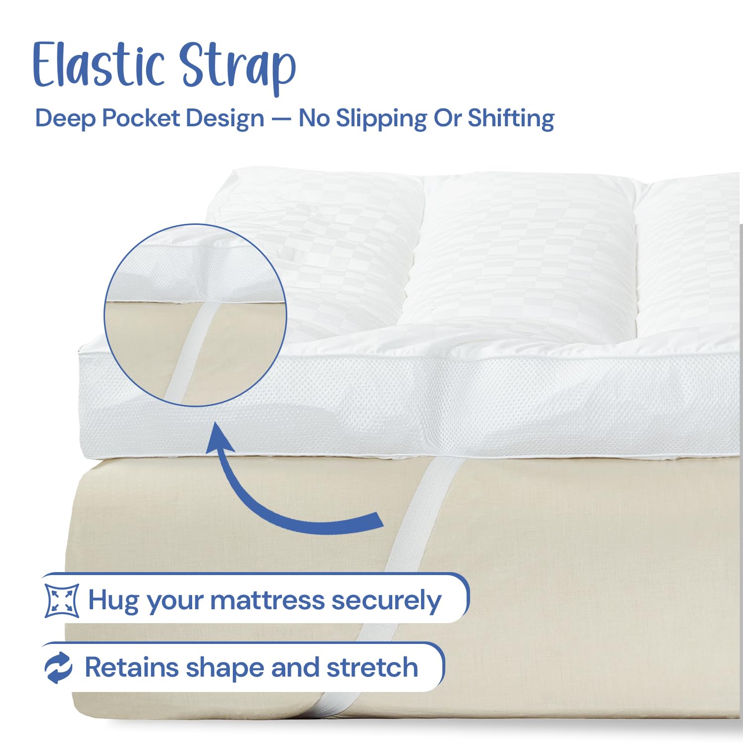 Dream Fit Mattress Topper | 10cm Extra Thick Mattress Topper with Breathable Mesh Gusset | 100% Cotton Top | 1400GSM Polyester Fill | Hypoallergenic & Machine Washable