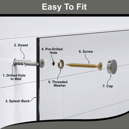 BELOFAY Clear Tempered Glass Splashback for Kitchen with 6mm Toughened Glass (SCREWS INCLUDED)