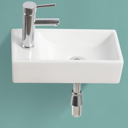 BELOFAY Rectangle Modern White Bathroom Wall-Mounted Sink