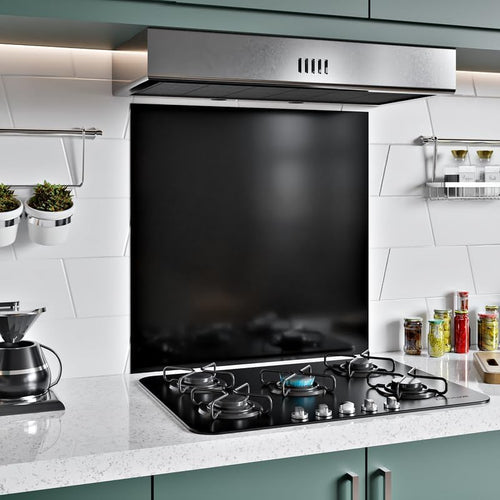 1mm Thick Black Stainless Steel Splashback for Kitchen with Brushed Finish (ADHESIVE INCLUDED)