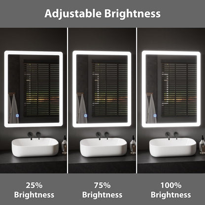 BELOFAY Atlanta Rectangle Bathroom LED Mirror with Dimmable Lights, Anti-fog, Shatter-Proof Tempered Glass