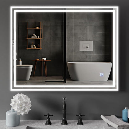 BELOFAY Delta Rectangle Bathroom LED Mirror with Dimmable Lights, Anti-fog, Shatter-Proof Tempered Glass