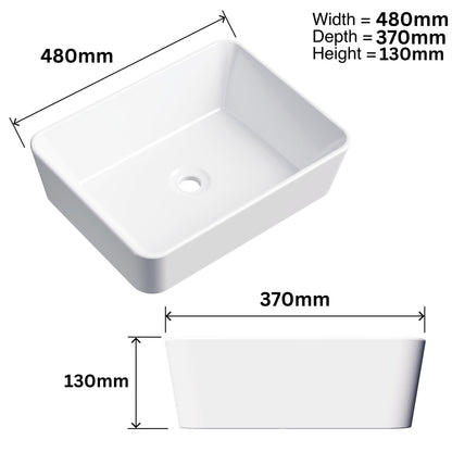 BELOFAY Vastel Rectangle Modern White Bathroom Counter Top Sink