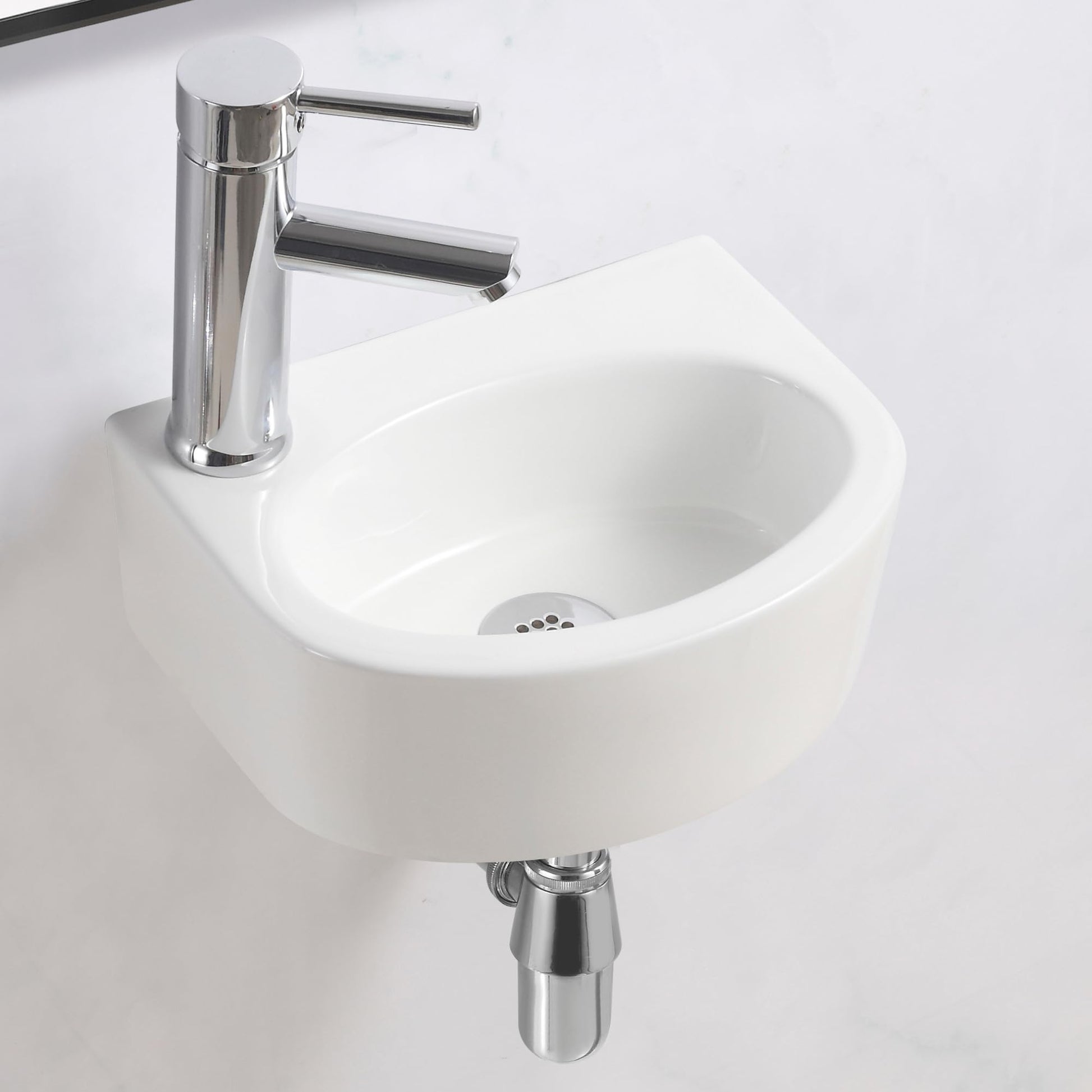 BELOFAY Oval Modern White Bathroom Wall-Mounted Sink