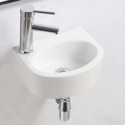 BELOFAY Oval Modern White Bathroom Wall-Mounted Sink