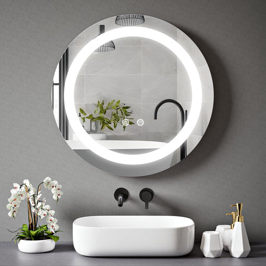 BELOFAY Lucy Round Bathroom LED Mirror with Dimmable Lights, Anti-fog, Shatter-Proof Tempered Glass