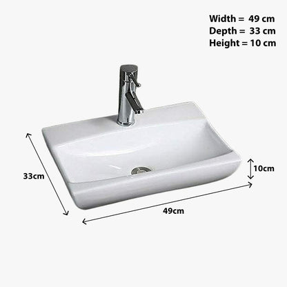 BELOFAY Rectangle Curved Modern White Bathroom Wall-Mounted Sink