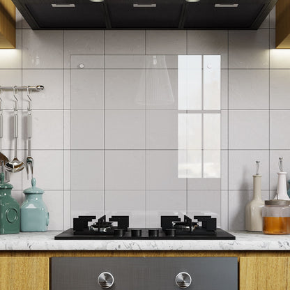 BELOFAY Clear Tempered Glass Splashback for Kitchen with 6mm Toughened Glass (SCREWS INCLUDED)