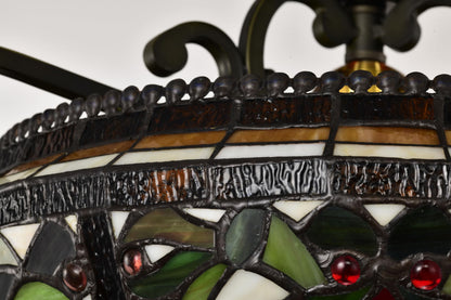 BELOFAY Art Deco Tiffany Ceiling Light Stained Glass Art Deco Handmade Uplighter Shade Ceiling Lights for Living Room, Bedroom, Dining Room and Kitchen