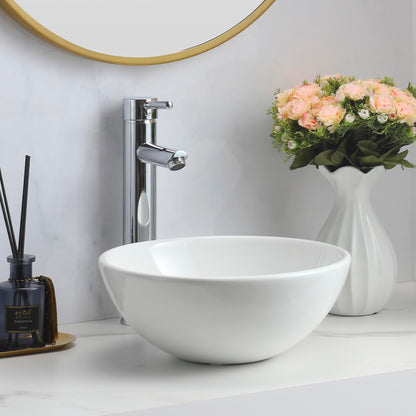 BELOFAY Eloura Round Modern White Bathroom Counter Top Sink
