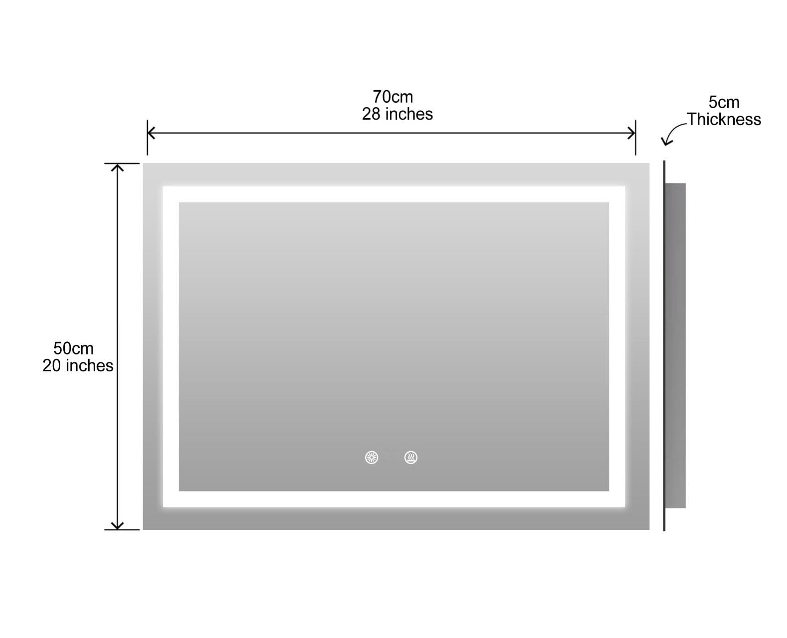 BELOFAY Clara Rectangle Bathroom LED Mirror with Dimmable Lights, Anti-fog, Shatter-Proof Tempered Glass