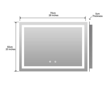 BELOFAY Clara Rectangle Bathroom LED Mirror with Dimmable Lights, Anti-fog, Shatter-Proof Tempered Glass