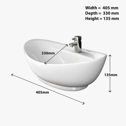 BELOFAY Kavari Oval Modern White Bathroom Counter Top Sink