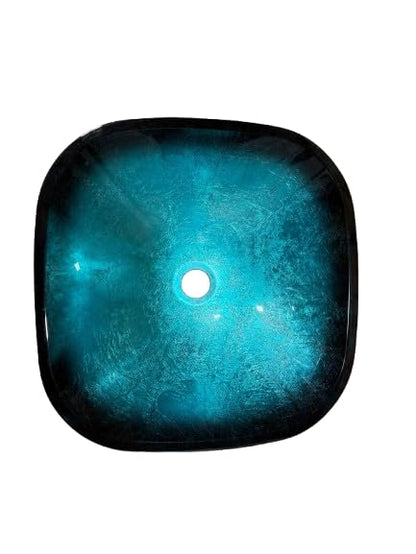 BELOFAY Oval Modern Marble Effect Glass Bowl Bathroom Counter Top Sink