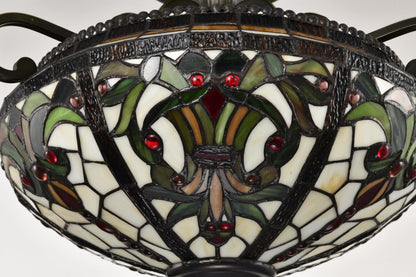 BELOFAY Art Deco Tiffany Ceiling Light Stained Glass Art Deco Handmade Uplighter Shade Ceiling Lights for Living Room, Bedroom, Dining Room and Kitchen
