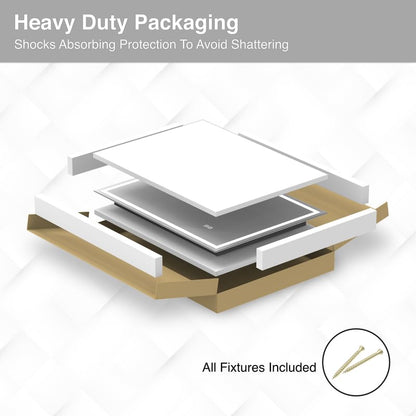 BELOFAY Maxon Rectangle Bathroom LED Mirror with Magnifier and Dimmable Lights, Anti-fog, Shatter-Proof Tempered Glass