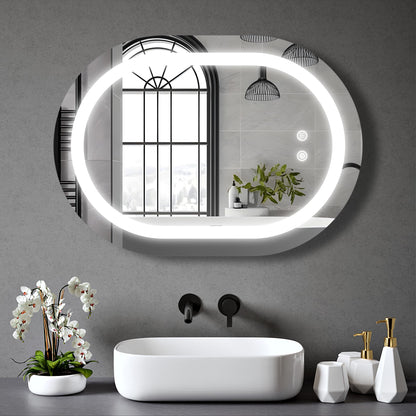 BELOFAY Ava Oval Bathroom LED Mirror with Dimmable Lights, Anti-fog, Shatter-Proof Tempered Glass