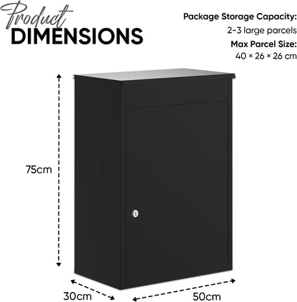 BELOFAY Medium Black Lockable Parcel Box – Wall-Mounted