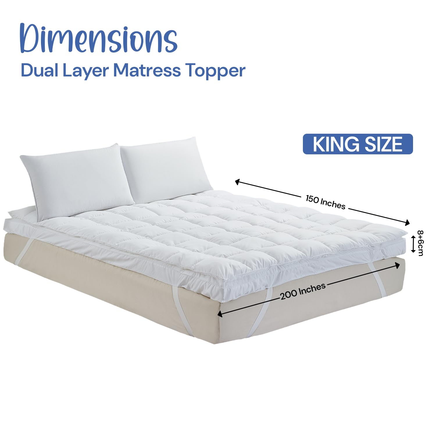 Dual-Layer Single Mattress Topper | 14cm Extra Thick Mattress Topper with 100% Polyester Filling & Breathable Microfiber Top | Elastic Strap Fit | Hypoallergenic, Machine Washable