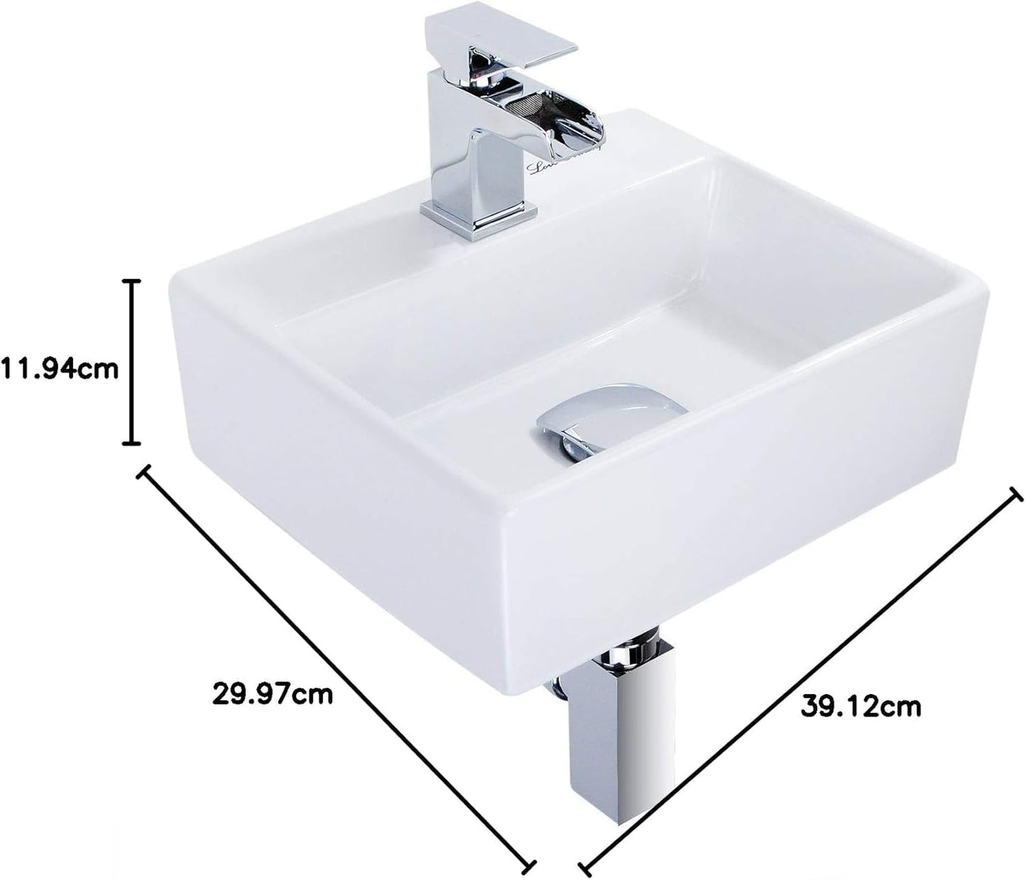 BELOFAY Small Modern White Bathroom Wall-Mounted Sink