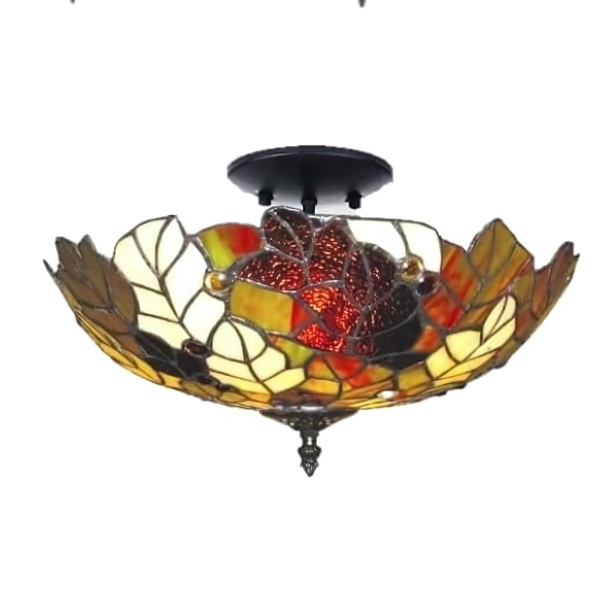 BELOFAY Harvest Style Tiffany Ceiling Light Stained Glass Art Deco Handmade Uplighter Shade Ceiling Lights for Living Room, Bedroom, Dining Room and Kitchen