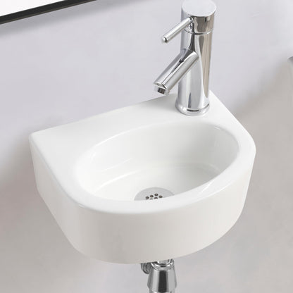 BELOFAY Oval Modern White Bathroom Wall-Mounted Sink