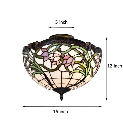 BELOFAY Wild Vine Tiffany Ceiling Light Stained Glass Art Deco Handmade Uplighter Shade Ceiling Lights for Living Room, Bedroom, Dining Room and Kitchen