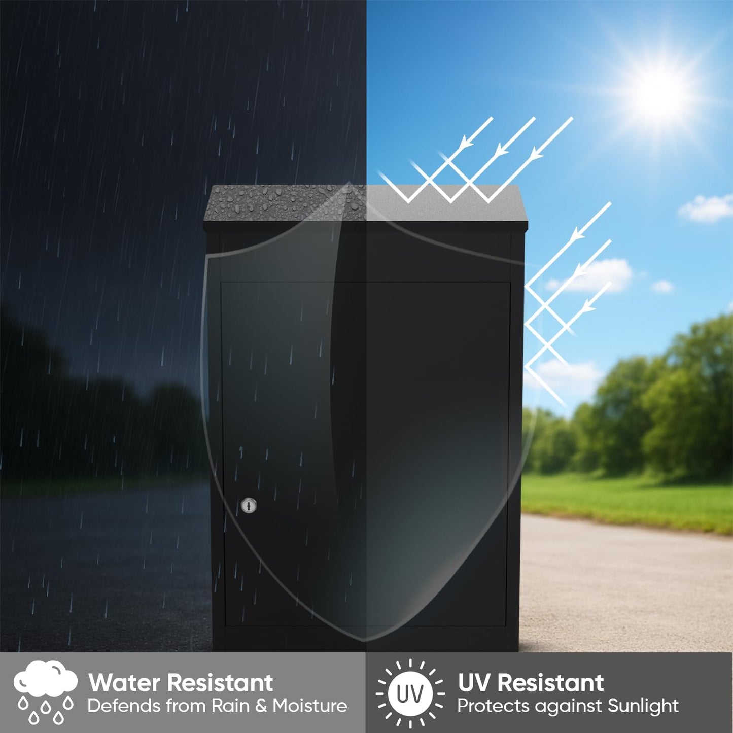 BELOFAY Medium Black Lockable Parcel Box – Wall-Mounted