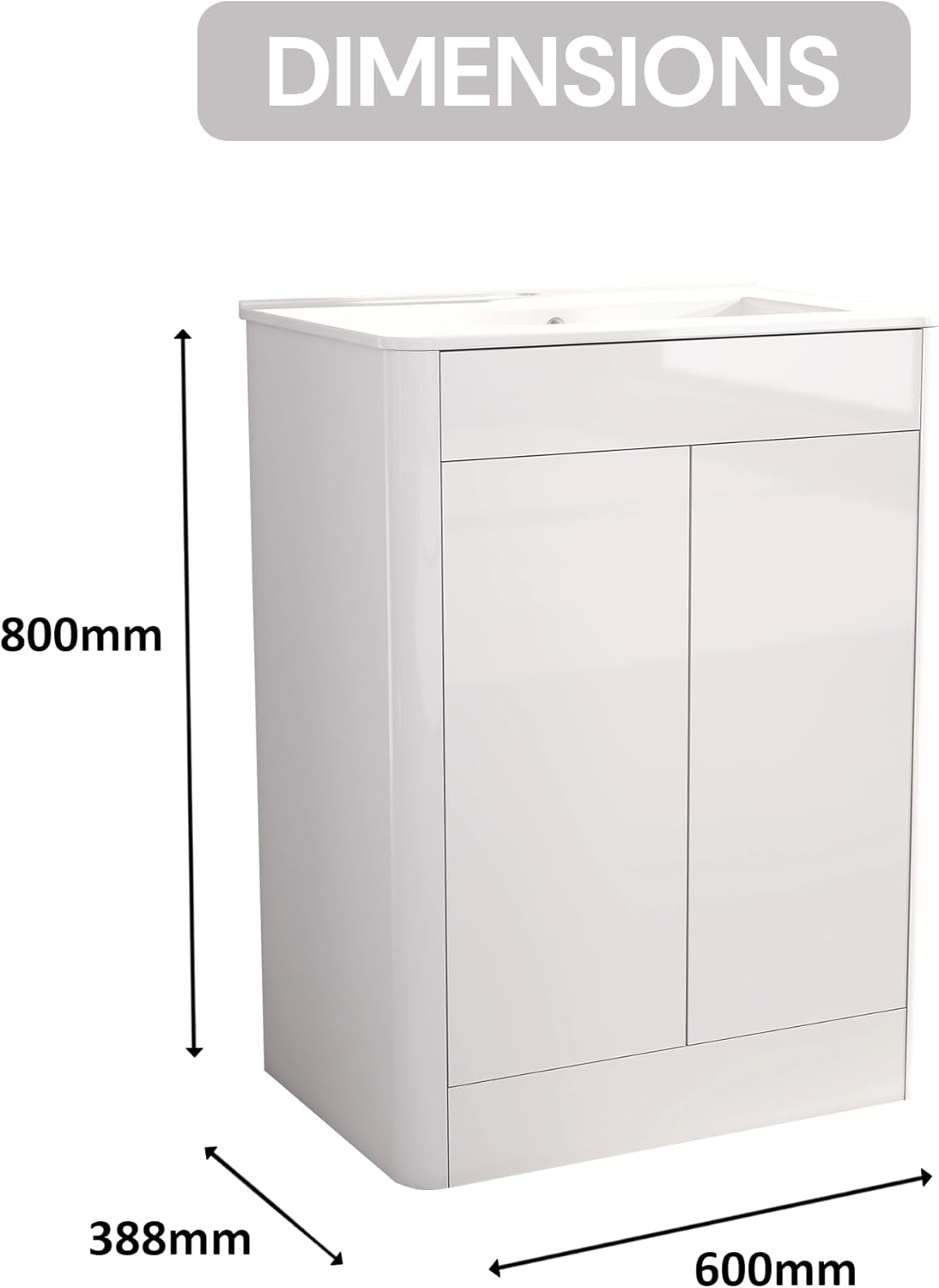 BELOFAY Edison 600mm Floor Standing Bathroom Vanity Unit With Basin